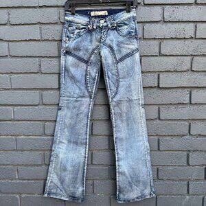 RARE VTG Y2K RETRO Bacci Jeans Bootcut Acid Wash Blue Wms 5/6 EXTRA SMALL Flare